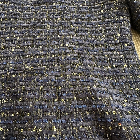 White House Black Market Women’s 14P Petite Lurex Tweed Moto Jacket – Navy Blue - Picture 12 of 16